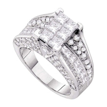  14k White Gold Princess Diamond Cluster Bridal Wedding Engagement Ring 3 Cttw