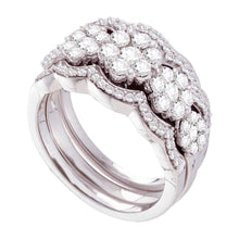  14k White Gold Round Diamond 3-Piece Bridal Wedding Ring Band Set 1-1/2 Cttw