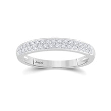  14k White Gold Womens Round Diamond Wedding Double Row Pave Band 1/4 Cttw