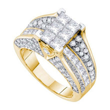  14k Yellow Gold Princess Diamond Cluster Bridal Wedding Engagement Ring 3 Cttw