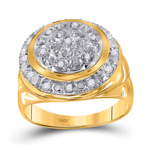  10k Yellow Gold Mens Round Diamond Circle Cluster Ring 1/4 Cttw