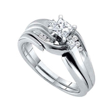  14k White Gold Princess Diamond Bridal Wedding Ring Band Set 1/2 Cttw