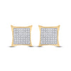 10k Yellow Gold Womens Round Diamond Kite Square Earrings 1/3 Cttw