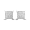 10k White Gold Womens Round Diamond Kite Square Earrings 1/3 Cttw