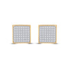10k Yellow Gold Womens Round Diamond Square Earrings 1/3 Cttw