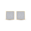 10k Yellow Gold Womens Round Diamond Square Earrings 7/8 Cttw