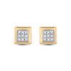 10k Yellow Gold Womens Round Diamond Square Earrings 1/20 Cttw