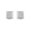 10k White Gold Womens Round Diamond Square Earrings 1/20 Cttw