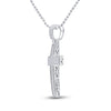 10k White Gold Mens Round Diamond Cross Charm Pendant 1/2 Cttw