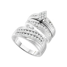  14k White Gold His Hers Round Diamond Cluster Matching Wedding Set 1-1/5 Cttw