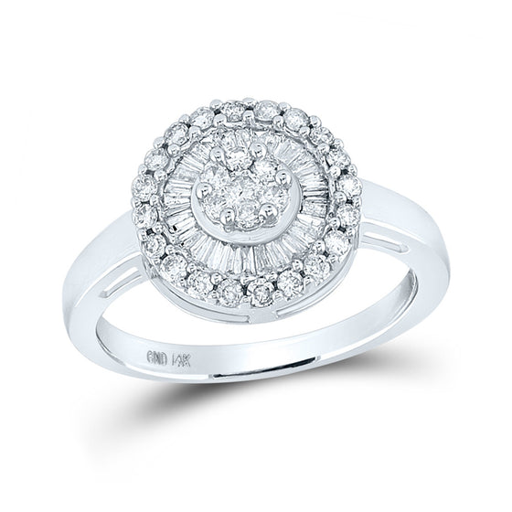 14k White Gold Womens Round Diamond Flower Cluster Ring 3/4 Cttw