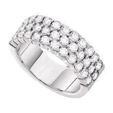  14k White Gold Womens Round Diamond Triple Row Pave Band Ring 3 Cttw