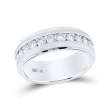  14k White Gold Mens Machine Set Round Diamond Wedding Band Ring 1 Cttw