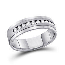  14k White Gold Mens Machine Set Round Diamond Wedding Channel Band Ring 1/2 Cttw