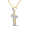 10k Yellow Gold Mens Round Diamond Cross Charm Pendant 1 Cttw