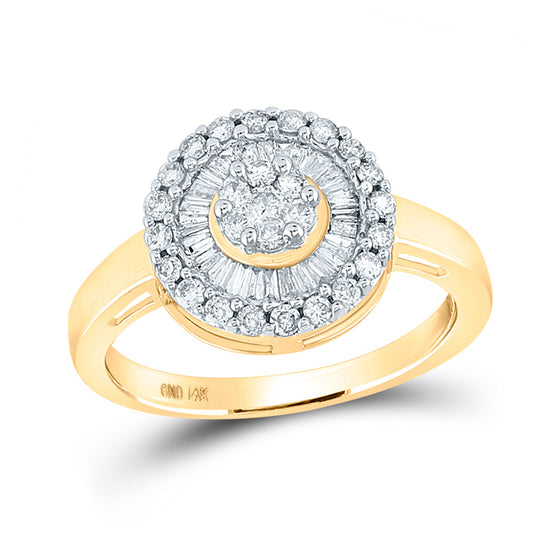 14k Yellow Gold Womens Round Diamond Flower Cluster Ring 3/4 Cttw