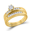 14k Yellow Gold His Hers Round Diamond Solitaire Matching Wedding Set 1/2 Cttw