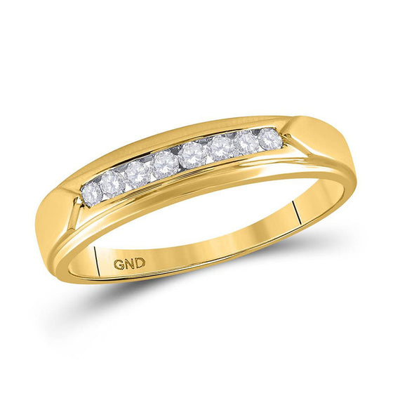 14k Yellow Gold His Hers Round Diamond Solitaire Matching Wedding Set 1/2 Cttw