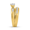 14k Yellow Gold His Hers Round Diamond Solitaire Matching Wedding Set 1/2 Cttw