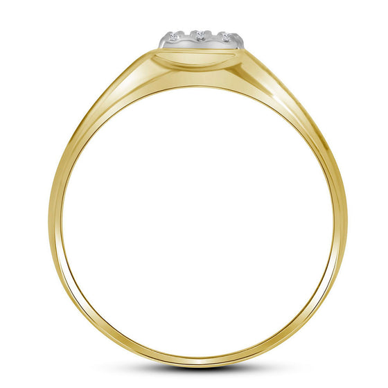 10k Yellow Gold Mens Round Diamond Brushed Cluster Ring .03 Cttw