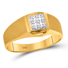  10k Yellow Gold Mens Round Diamond Brushed Cluster Ring .03 Cttw