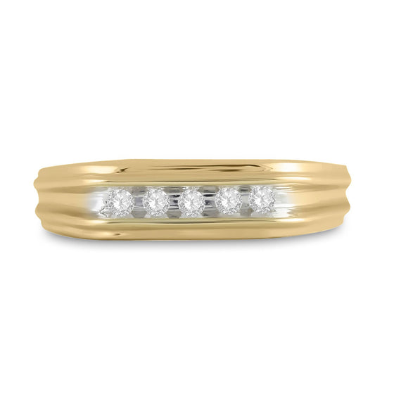 10k Two-tone Gold Mens Round Diamond Wedding Band Ring 1/8 Cttw