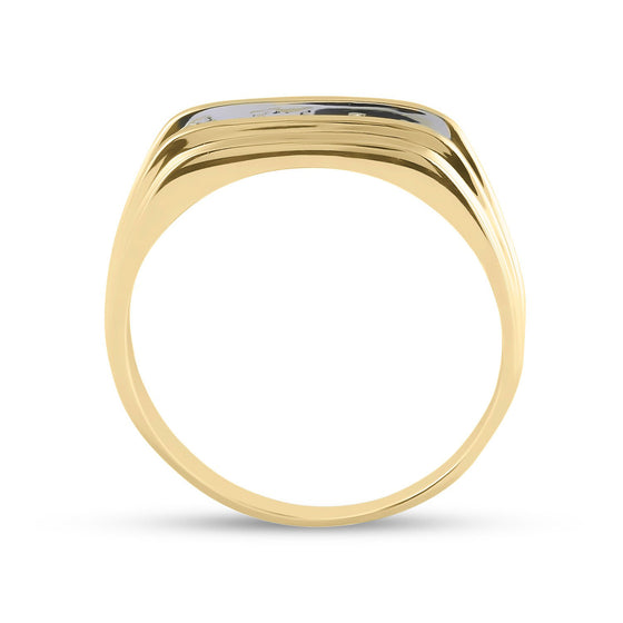 10k Two-tone Gold Mens Round Diamond Wedding Band Ring 1/8 Cttw