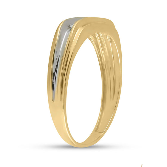 10k Two-tone Gold Mens Round Diamond Wedding Band Ring 1/8 Cttw