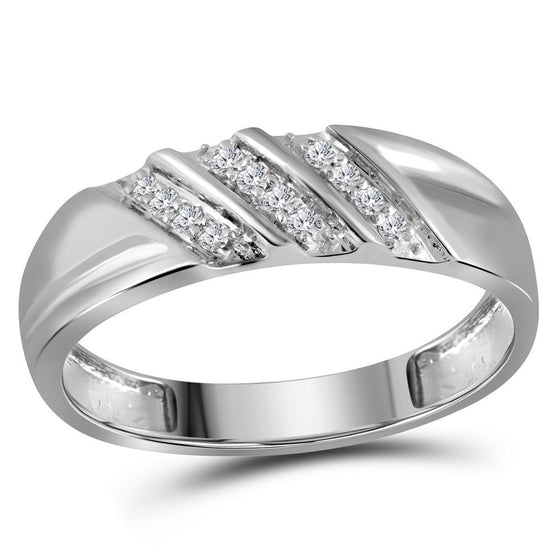 10k White Gold His Hers Round Diamond Square Matching Wedding Set 1/3 Cttw