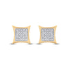 Yellow-tone Sterling Silver Round Diamond Kite Square Earrings 1/10 Cttw