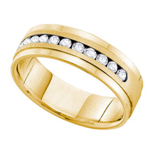  14k Yellow Gold Mens Round Diamond Wedding Band Ring 1/4 Cttw