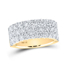  14k Yellow Gold Womens Round Diamond 3-row Wedding Anniversary Band 2 Cttw
