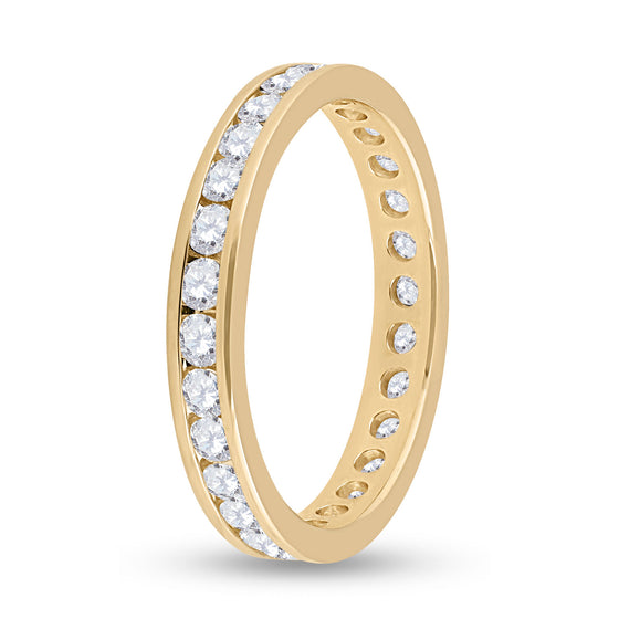 14k Yellow Gold Womens Round Diamond Eternity Wedding Band 1 Cttw