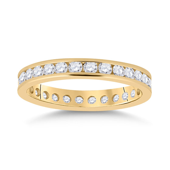 14k Yellow Gold Womens Round Diamond Eternity Wedding Band 1 Cttw