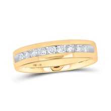  14k Yellow Gold Mens Round Diamond Single Row Channel-set Wedding Band Ring 1/2 Cttw