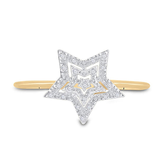 10k Yellow Gold Womens Round Diamond Star Ring 1/20 Cttw