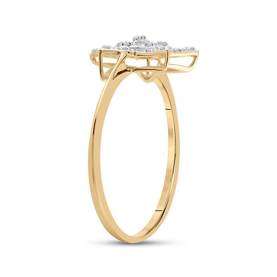 10k Yellow Gold Womens Round Diamond Star Ring 1/20 Cttw