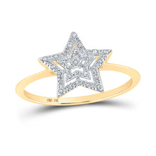  10k Yellow Gold Womens Round Diamond Star Ring 1/20 Cttw
