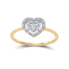 10k Yellow Gold Womens Round Diamond Slender Heart Cluster Ring 1/20 Cttw