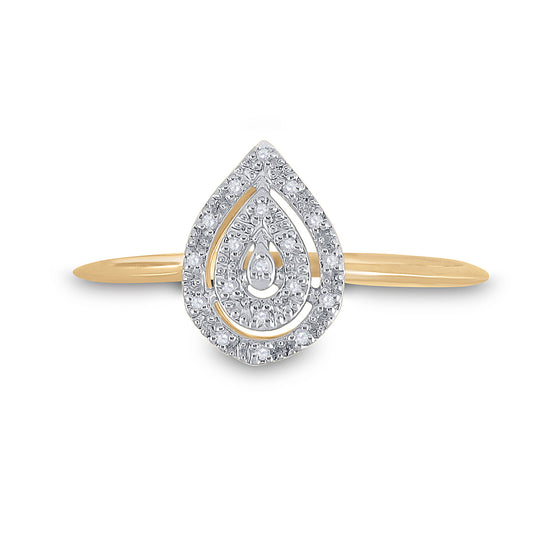 10k Yellow Gold Womens Round Diamond Teardrop Ring 1/20 Cttw
