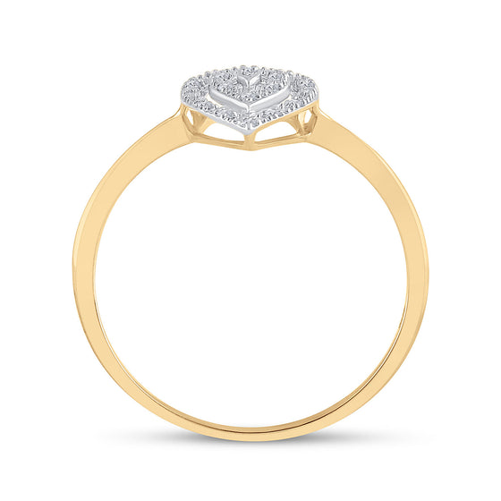 10k Yellow Gold Womens Round Diamond Teardrop Ring 1/20 Cttw
