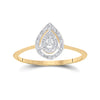 10k Yellow Gold Womens Round Diamond Teardrop Ring 1/20 Cttw