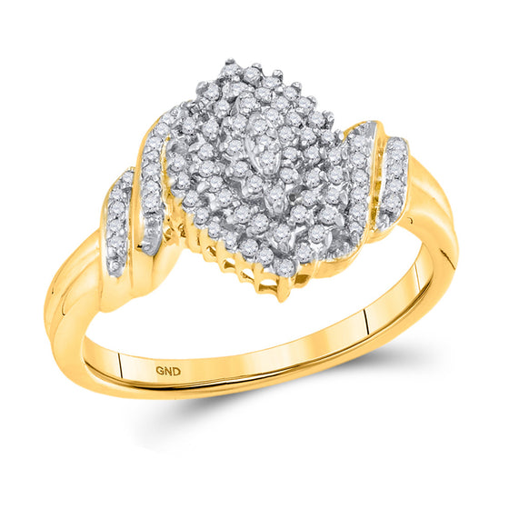 10k Yellow Gold Womens Round Diamond Cluster Ring 1/4 Cttw