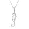 10k White Gold Womens Round Diamond Sea Horse Animal Pendant 1/20 Cttw