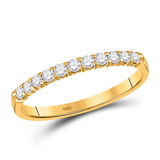14k Yellow Gold Womens Round Diamond Wedding Single Row Band 1/4 Cttw
