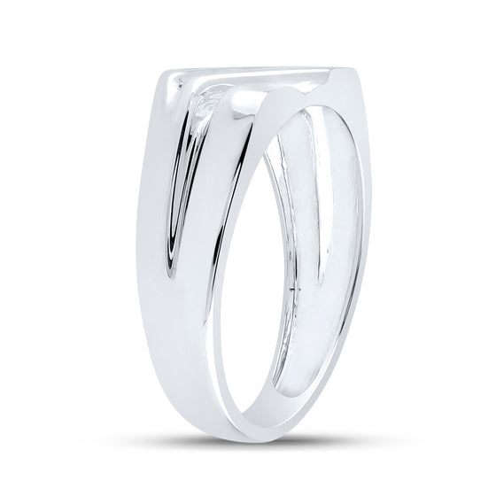 10k White Gold Mens Round Diamond Wedding Band Ring 1/8 Cttw