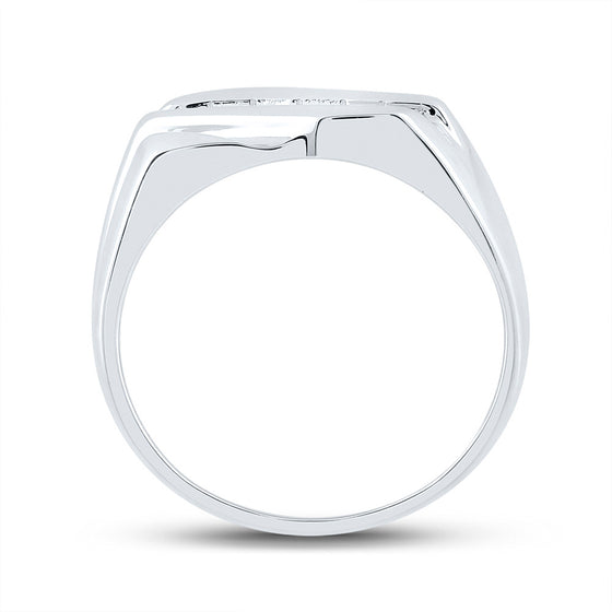 10k White Gold Mens Round Diamond Wedding Band Ring 1/8 Cttw