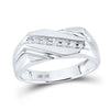 10k White Gold Mens Round Diamond Wedding Band Ring 1/8 Cttw