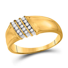  10k Yellow Gold Mens Round Diamond Band Ring 1/6 Cttw