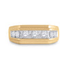 10k Yellow Gold Mens Round Diamond Flat Top Band Ring 1 Cttw